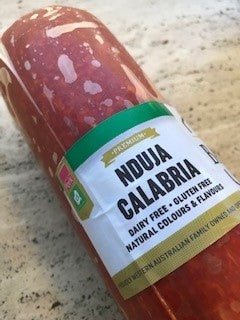 NDuja Calabria GF RW Priced per kg, approx 1kg Log Barbaro Smallgoods