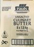 UNSALTED Butter Culinary 12kg (8 x 1.5kg) CARTON ONLY Pauls