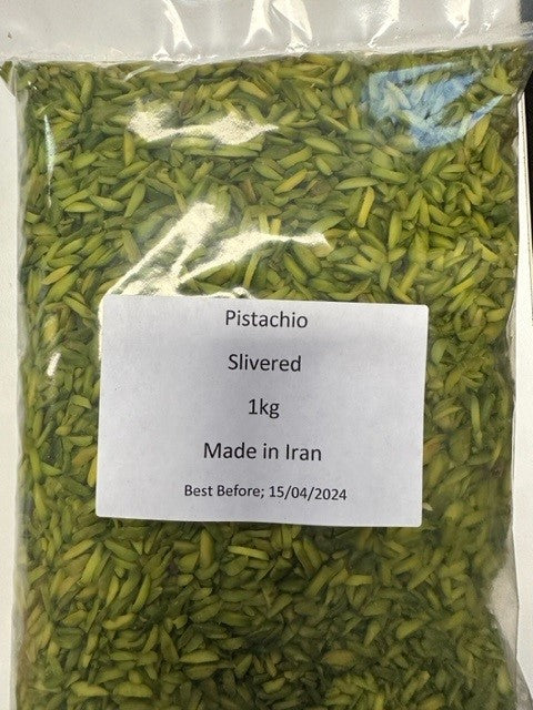Pistachio Nuts Slivered 1kg Bag Natural Moriesh QF Product of Iran