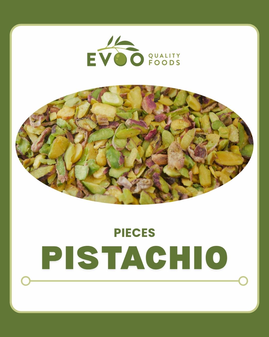 Pistachio Pieces 1kg Bag Evoo QF