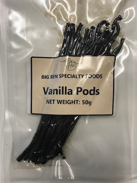 Vanilla Bean Pods 50g Pkt Big Ben Speciality Foods