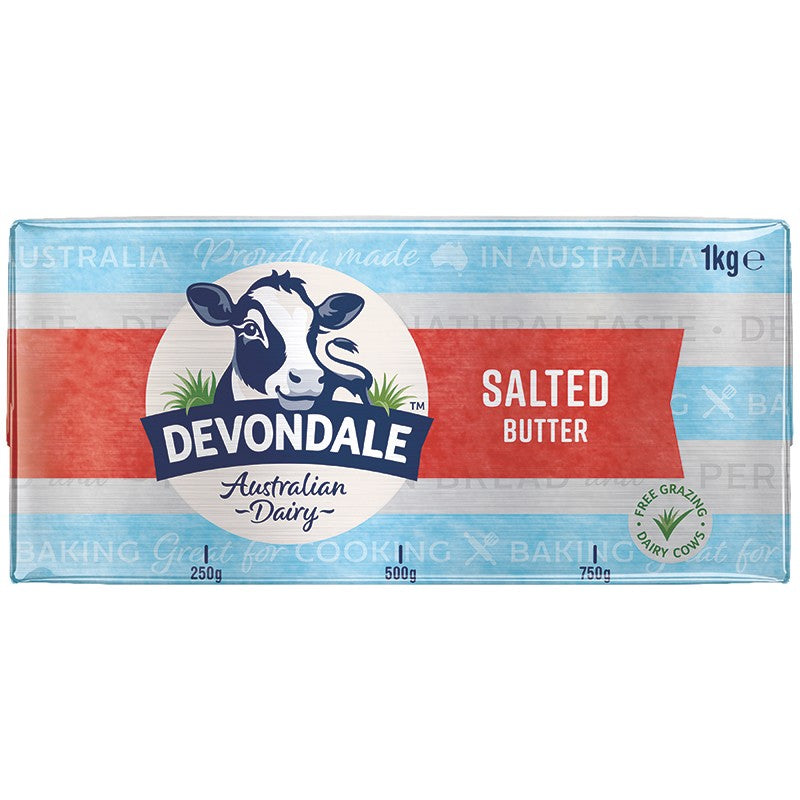 SALTED Butter 10 x 1kg CARTON ONLY Devondale (RED)