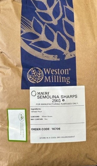 Semolina White Sharps 25kg Bag Mauri (Blue Bag)