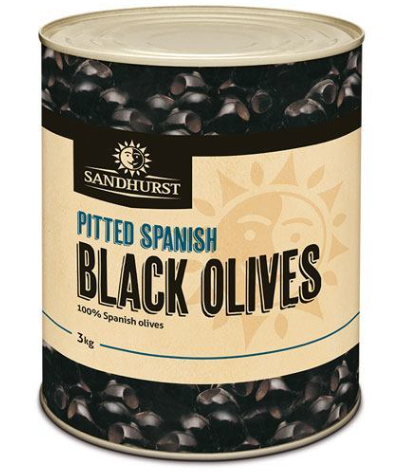 Black Pitted Spanish Olives A10 Tin Sandhurst