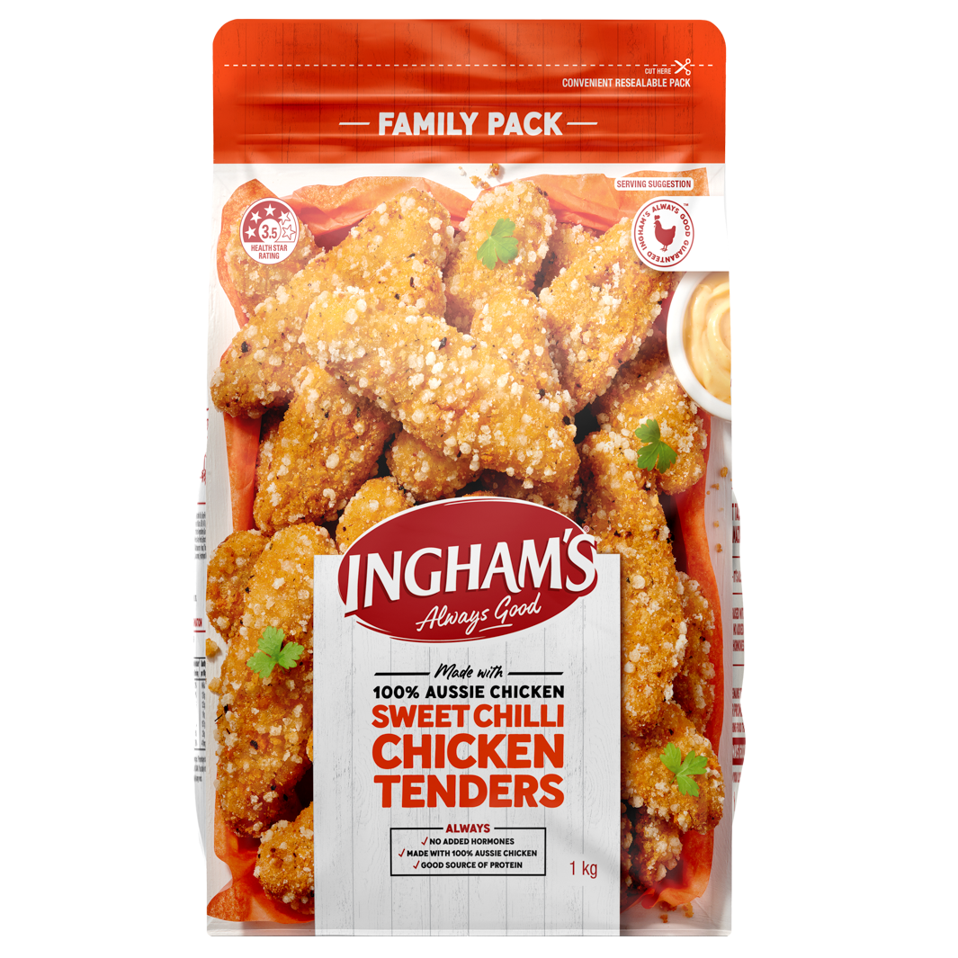 Chicken Breast Tenders Sweet Chilli Frozen 1.5kg Ingham (2 Day Pre Order)