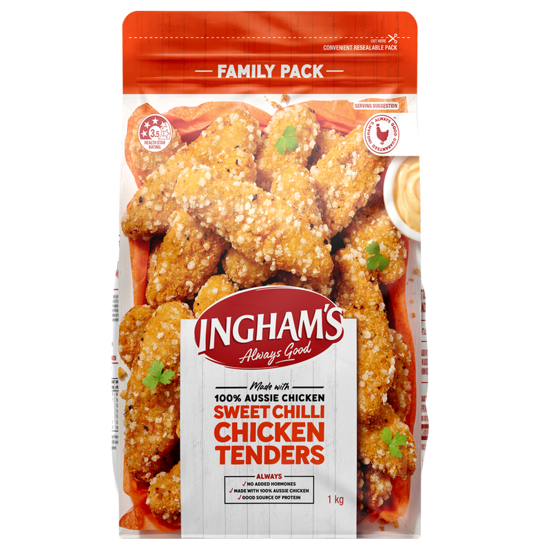 Chicken Breast Tenders Sweet Chilli Frozen 1kg Ingham (2 Day Pre Order)