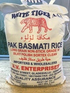 Basmati Rice 5kg Bag White Tiger