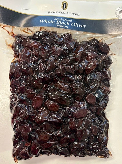 Olives Semi-Dried WHOLE Black 1kg Penfield Olives