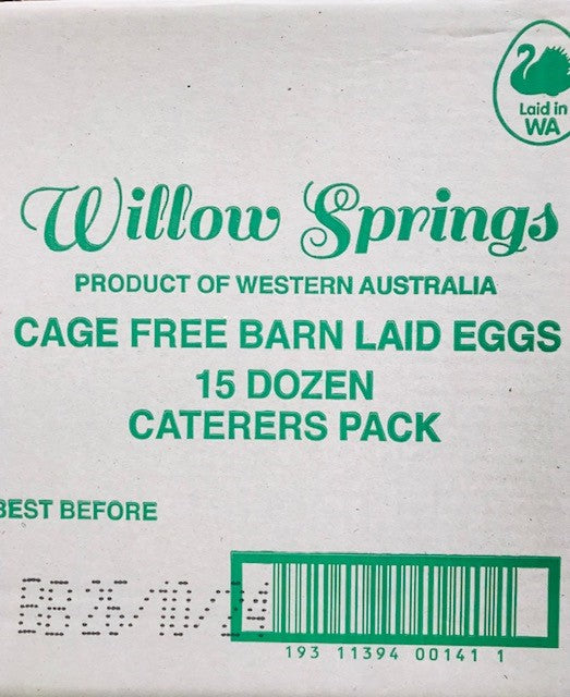 Eggs Fresh BARN LAID Cage Free 59g/15 Dozen Caterer Carton Willow Springs