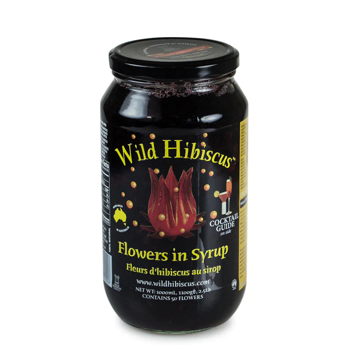 Hibiscus Flowers Wild in Syrup 1.1kg Jar (50 Flowers) Australian