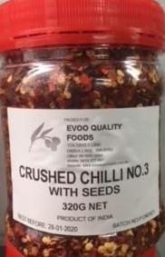 Chilli Crushed/ Flakes #3 300g Tub with Seeds Evoo QF