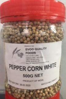 White Peppercorn Whole 500g Evoo QF