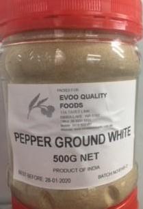 White Pepper Ground 500g Tubs Evoo QF