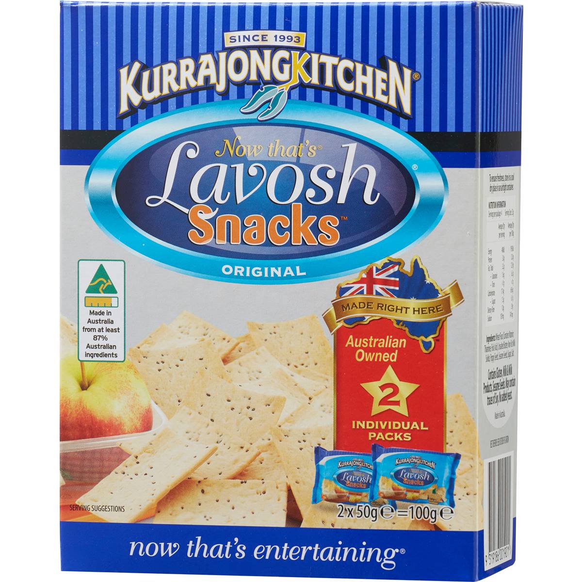 Lavosh Biscuits Original  145gm Pkt Kurranjong Kitchen (D)