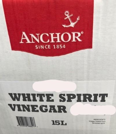 White Spirit Vinegar 4% (08848) 15lt BIB Anchor (Gluten Free) (Pre Order 3days)