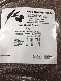 Black Chia Seeds 1kg Bag Evoo QF