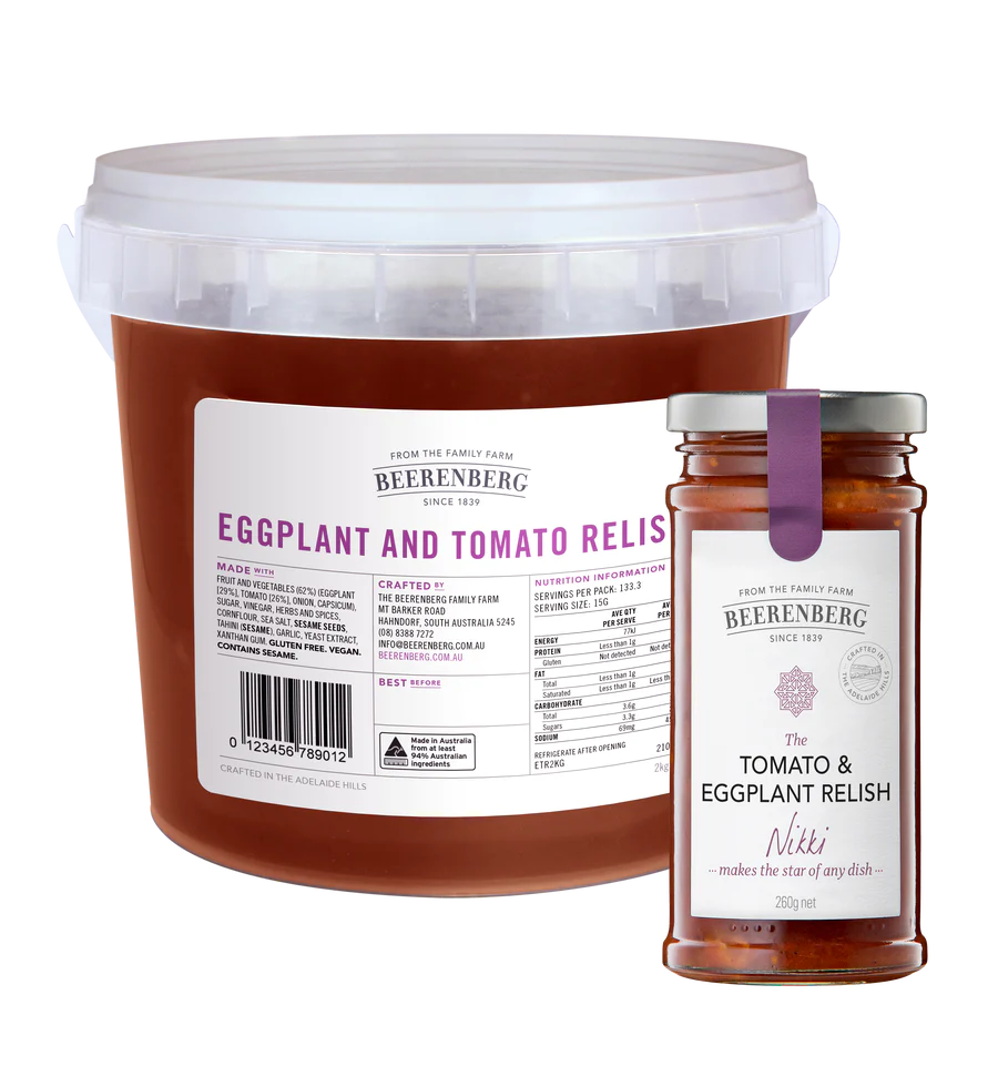 Eggplant & Tomato Relish 2kg Tub Beerenberg Australian Made