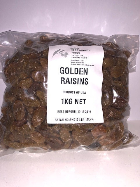 Golden Raisins 1kg Bag Evoo QF