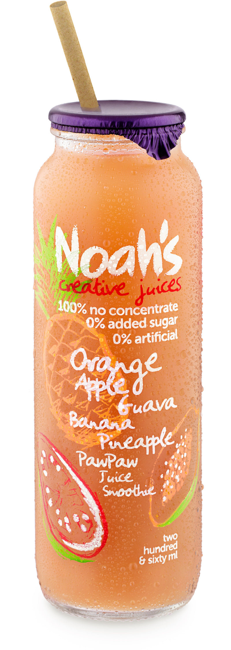 Orange Smoothie Juice (Orange, Apple, Guava, Banana, Pineapple, Pawpaw - Orange Box) 260ml/12 Noah