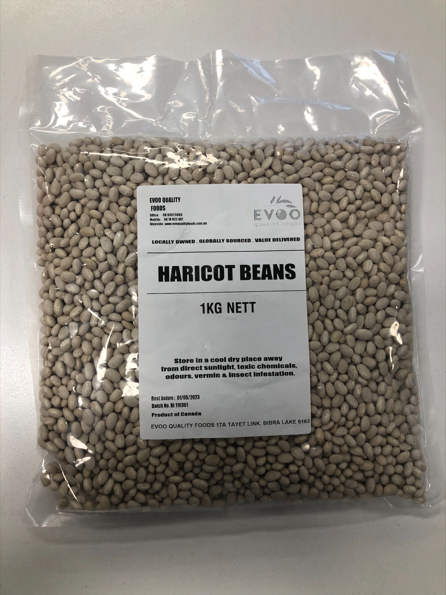 Haricot Beans Dried 1kg Bag Evoo Quality Foods