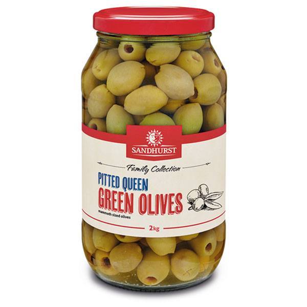 Green Pitted Queen Olives 2kg Sandhurst