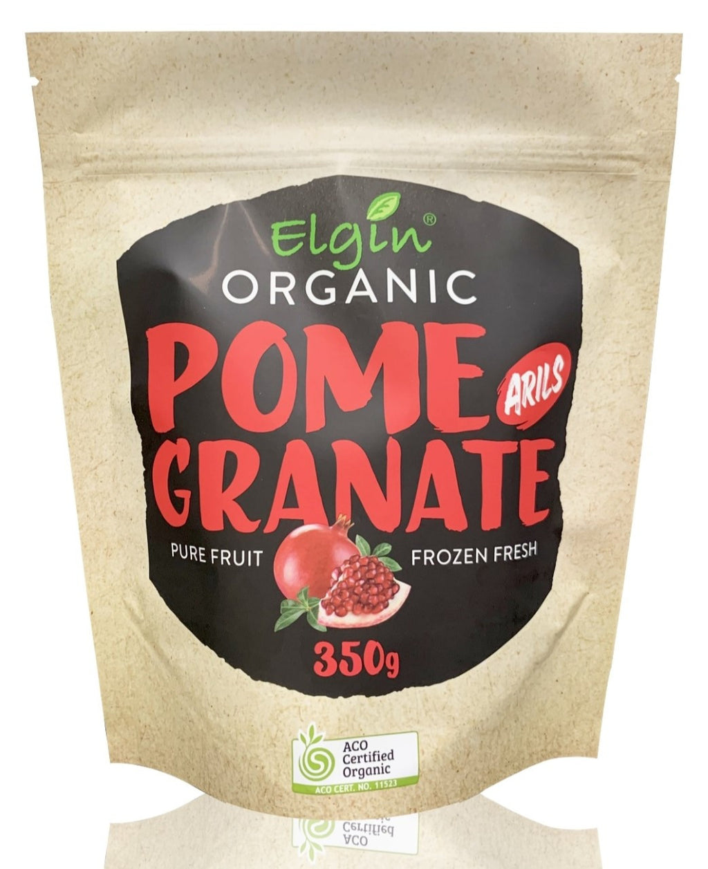 Pomegranate Arils Organic 350g Resealable Pouch Bag (Frozen) Elgin