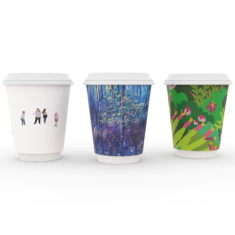 Coffee Cups 8oz Disposable Double Wall Art Series (500pk) Carton Earthpak