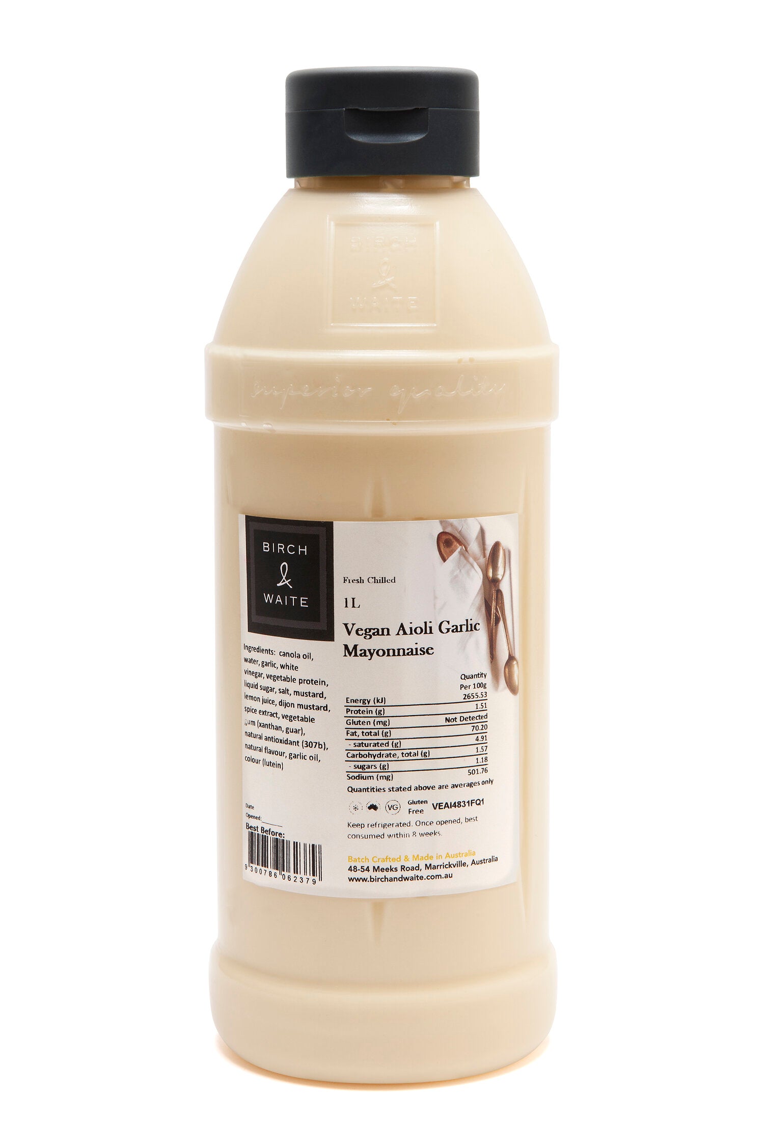 Aioli Garlic Plant Based (Vegan)  1lt Bottle Birch & Waite