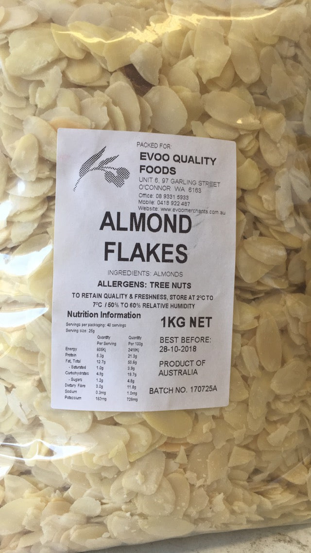 Almond Flakes 1kg Bag Evoo QF