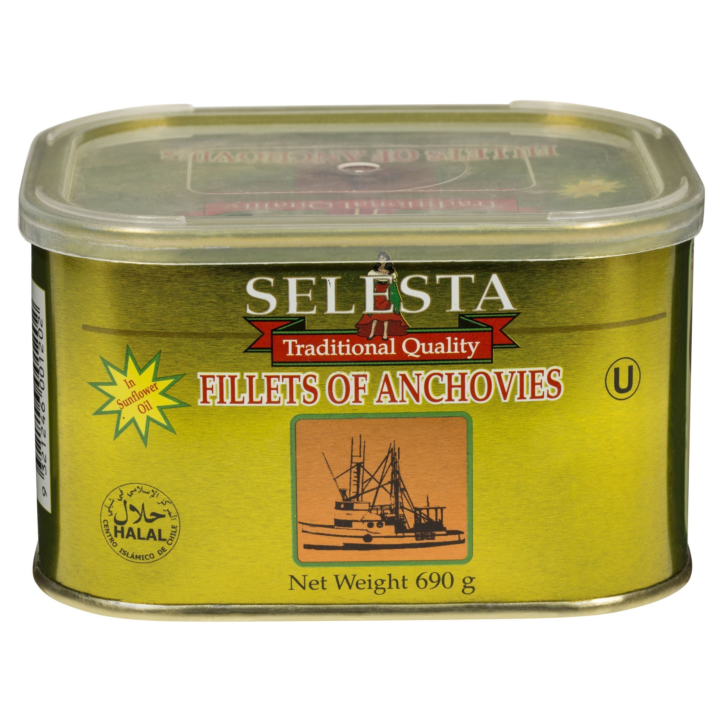 Anchovies Fillets Dark  690g Tins Selesta