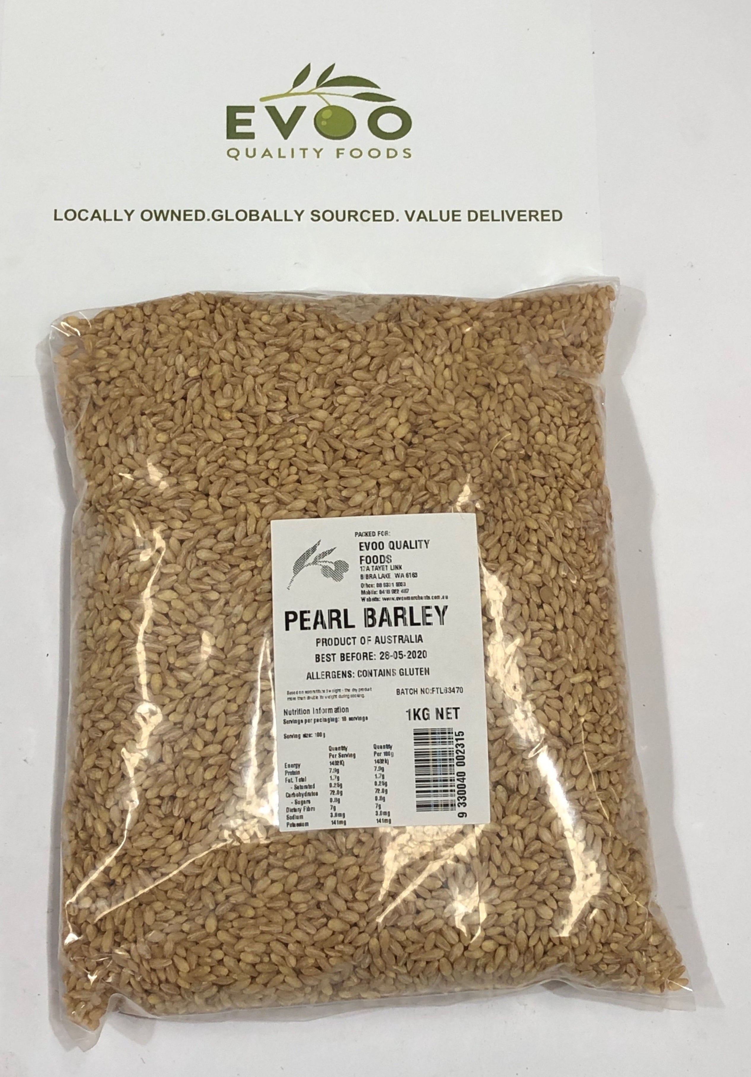 Pearl Barley 1kg Bag EVOO