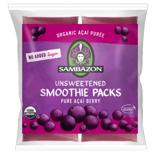 Acai Berries Puree Frozen Unsweetened 15 x(4 X100g) Carton Sambazon