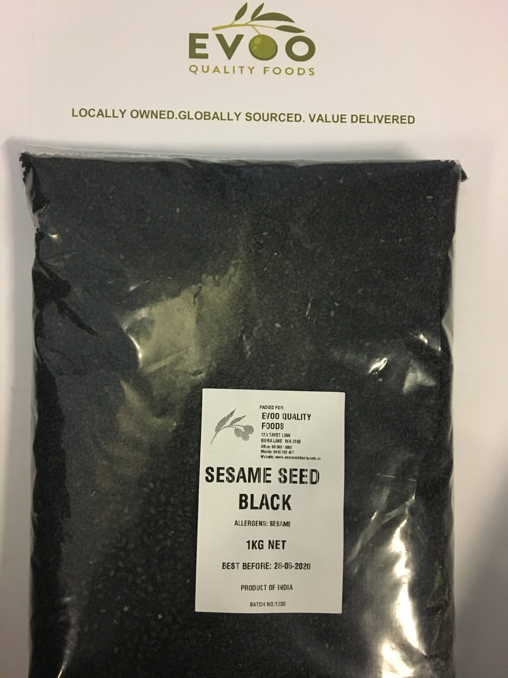 Sesame Seeds Black 1kg Bag EVOO QF