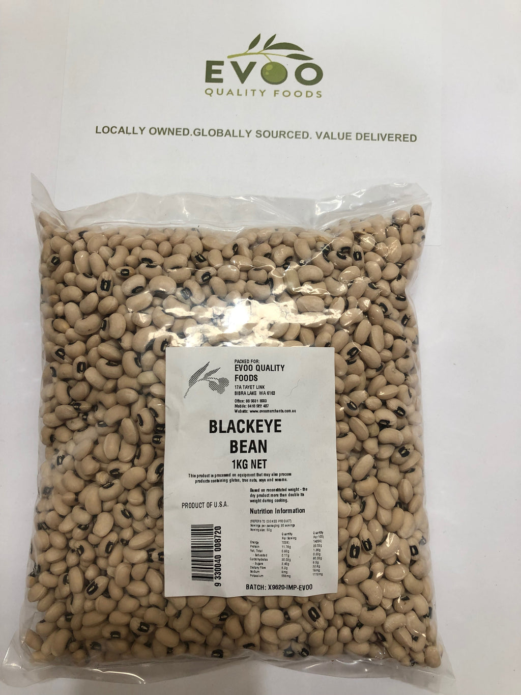 Black Eyed Beans Dried 1kg Bag Evoo QF