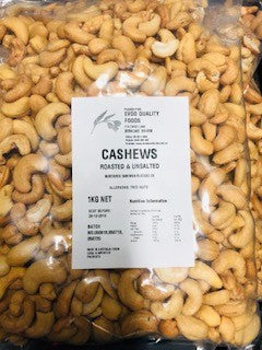 Cashew Roasted & Unsalted 1kg Bag Evoo QF