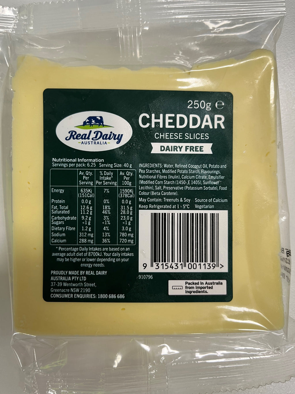 Vegan Dairy Free Cheddar Sliced 200gm Packet Made with Plants