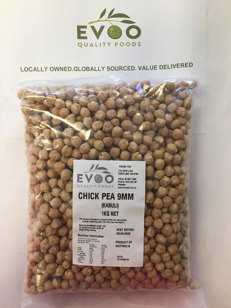 Chickpeas Whole Dried 9mm Kabuli 1kg Bag Evoo QF