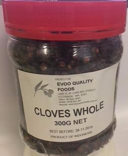 Cloves Whole 300g Tub Evoo QF