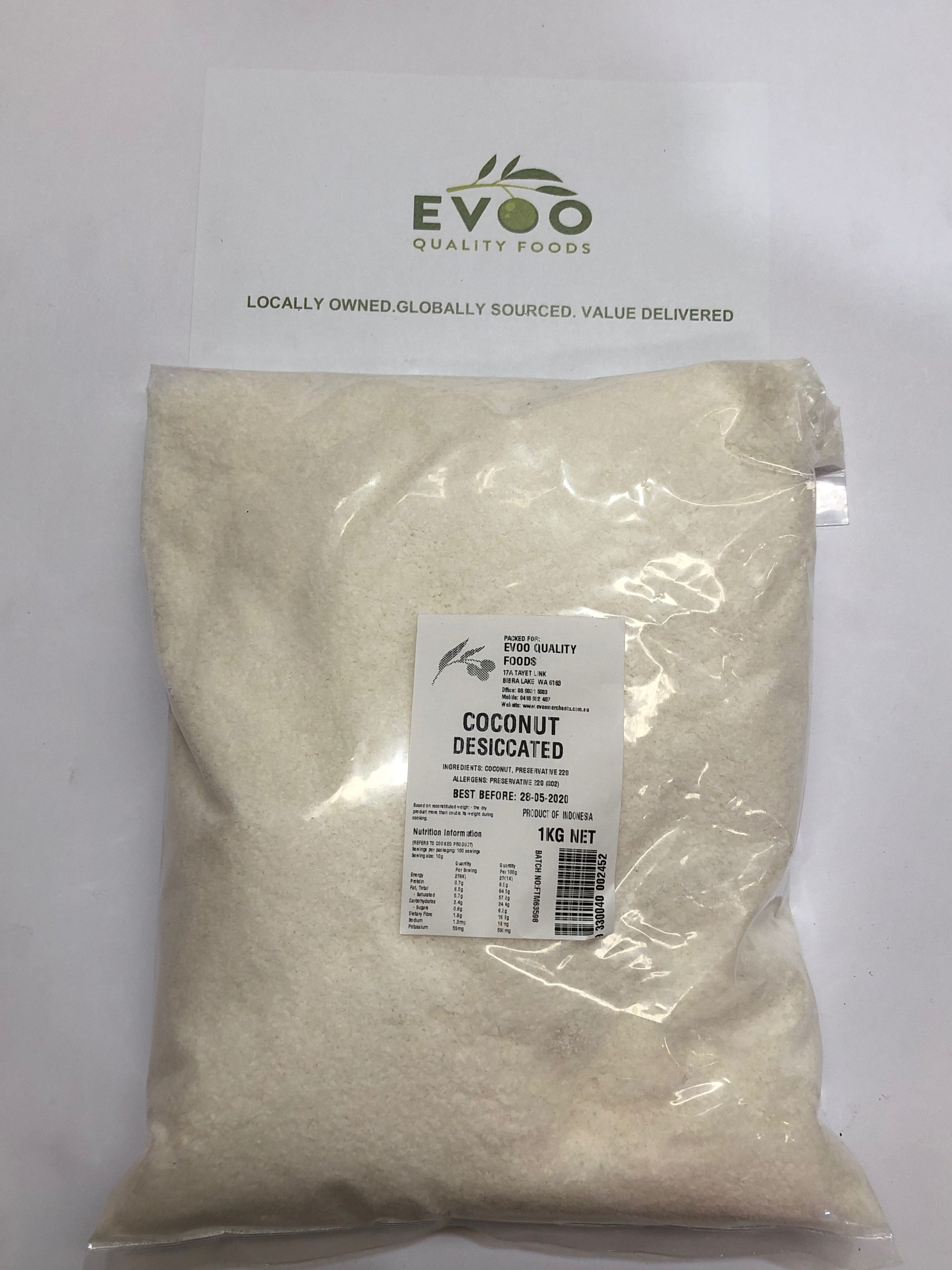 Coconut Desiccated 1kg Bag Evoo QF (1)