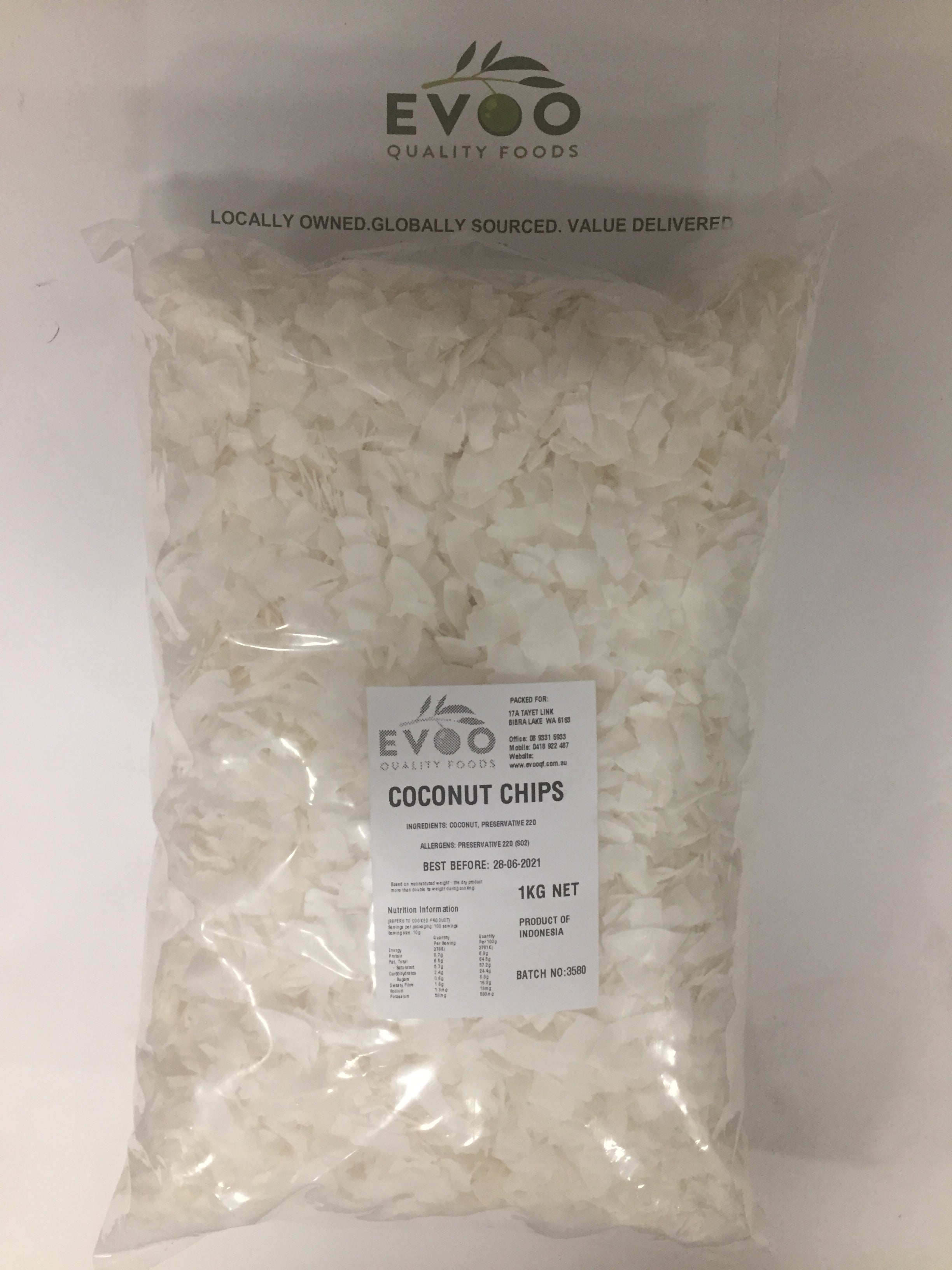 Coconut Chips Shaved/ Flakes 1kg Bag Evoo QF (1)