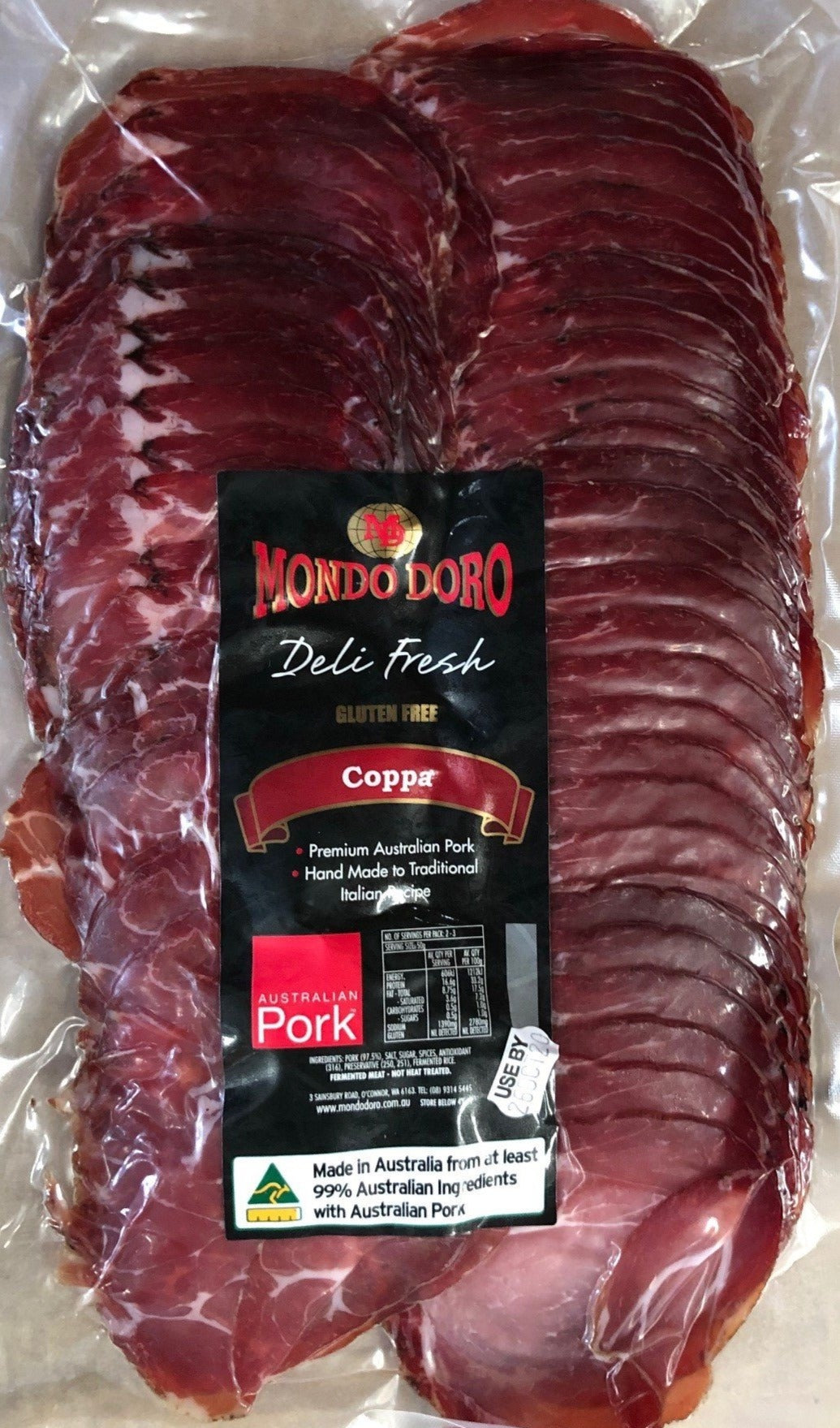 Coppa Sliced 500g Gluten Free Mondo Doro