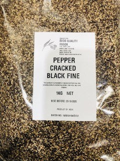 Cracked Black Pepper (Fine 16/24) 1kg Bag Evoo QF (2)