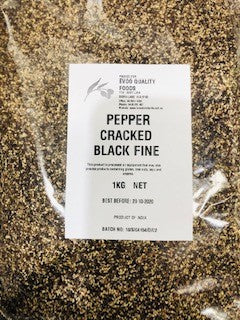 Cracked Black Pepper (Fine) 1kg Bag Evoo QF