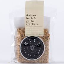 Crackers Italian Herb & Garlic Dairy & Gluten Free Kitz Living Foods 100g