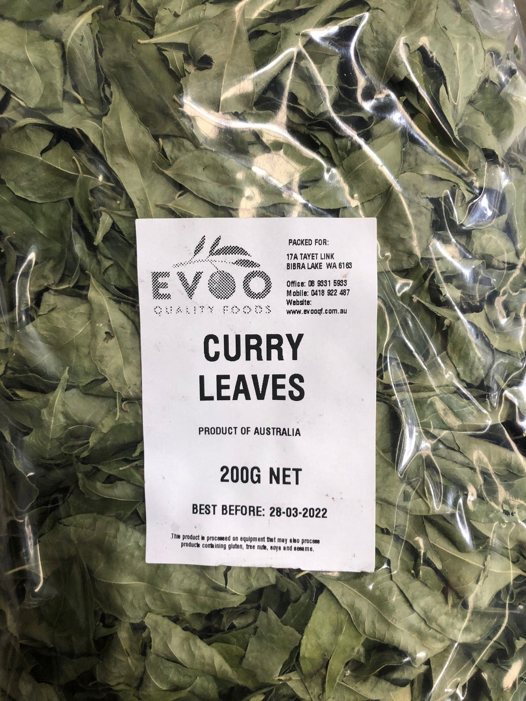 Curry Leaves Dried 200gm Evoo QF