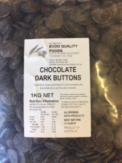 Dark Chocolate Buttons 1kg Bag EVOO QF