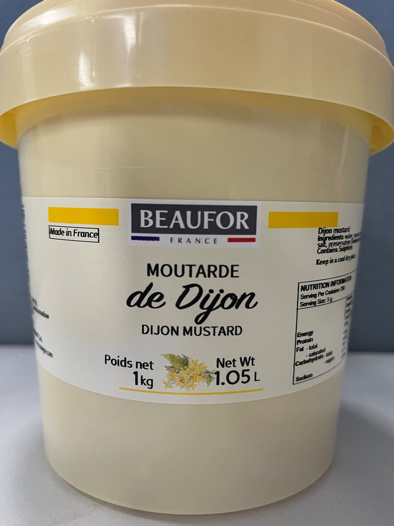 Dijon Mustard French 1kg Tub Beaufor (Yellow Plastic Tub) Made in France