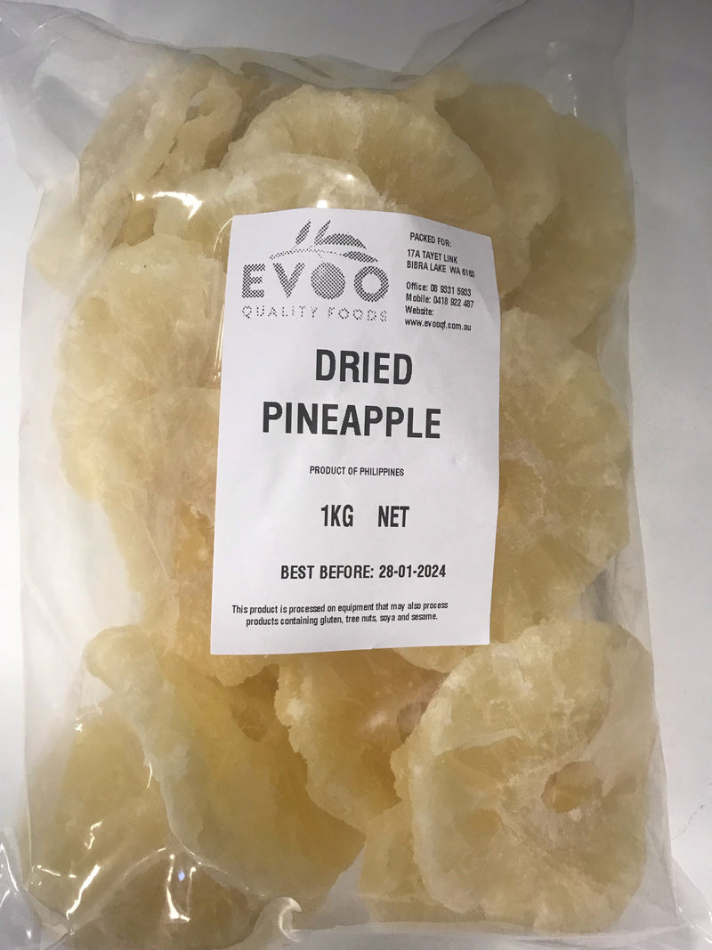 Pineapple Rings Dried 1kg Bag Evoo QF (2 Day Pre Order)