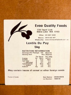 Du Puy Lentils 5kg Bag Evoo QF