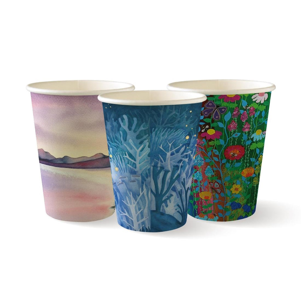 Earth Pak Coffee Cups 12oz Coloured/Artwork Single Wall  (1000pc)